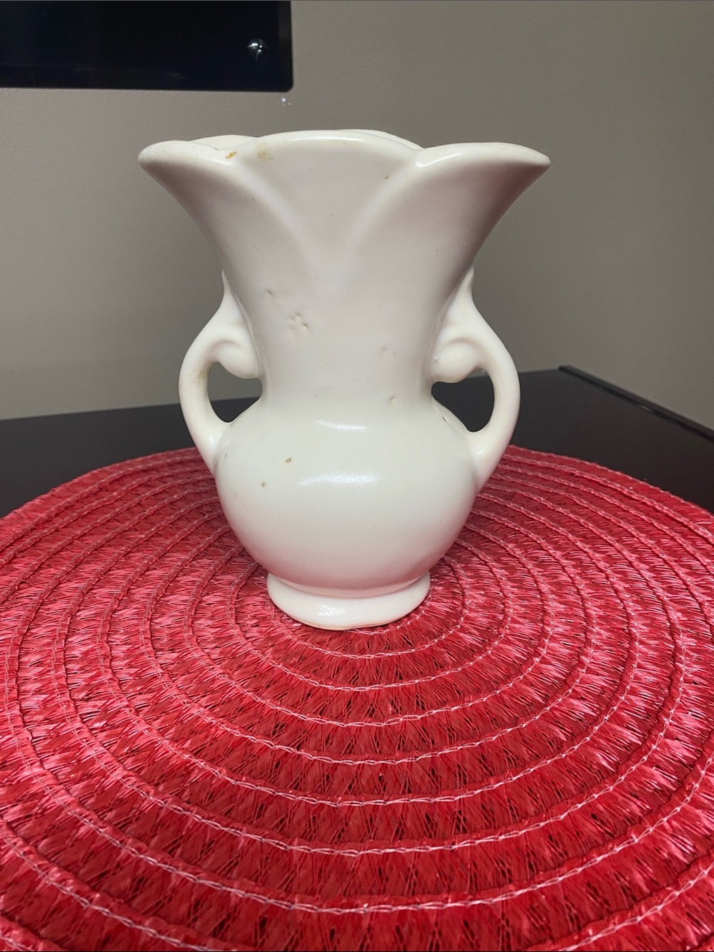 VintageElegant Cream Ceramic Double-Handled Vase - Neutral Home Accent